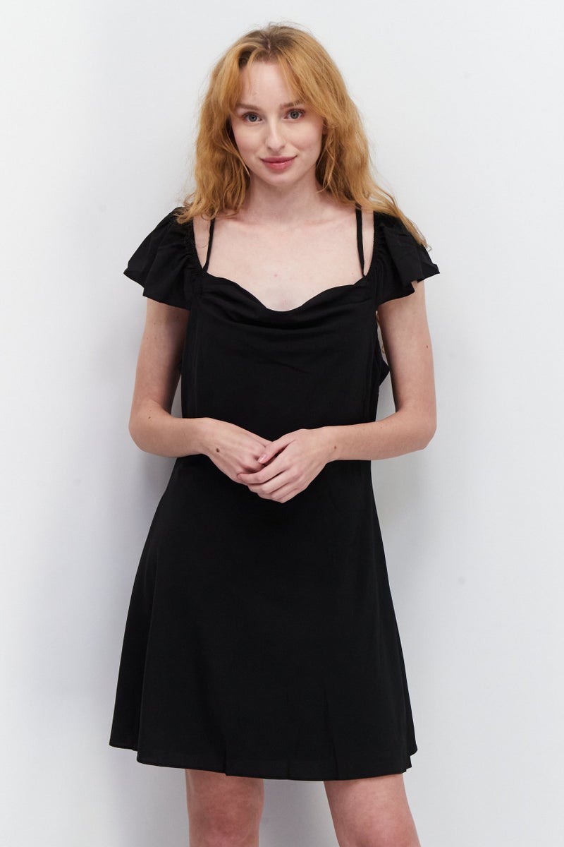 NA-KD Women Plain Mini Casual Dress, Black - Image 1