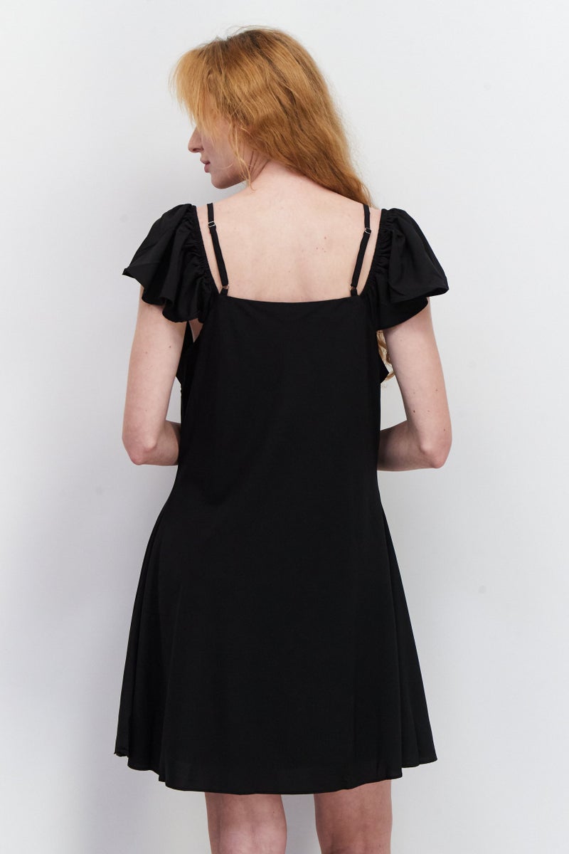 NA-KD Women Plain Mini Casual Dress, Black - Image 4