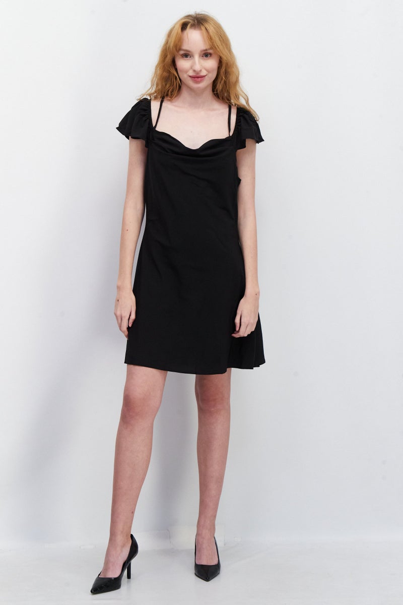 NA-KD Women Plain Mini Casual Dress, Black - Image 2