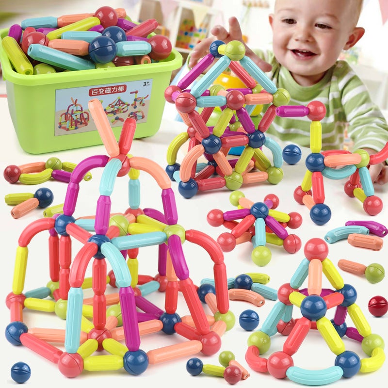 Magnetic Rod Kidsren'S Early Education Educational Toys Versatile Men And Women Diy Assembled Large Particle Magnetic Building Blocks - Image 2