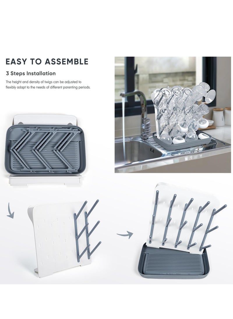 spa luxetique - Baby Bottle Drying Rack: Large Vertical Bottle Dryer Rack Holder - Space Saving Standing Drying Rack for Baby Bottles and Pump Part Cleaning (Gray) - Image 1