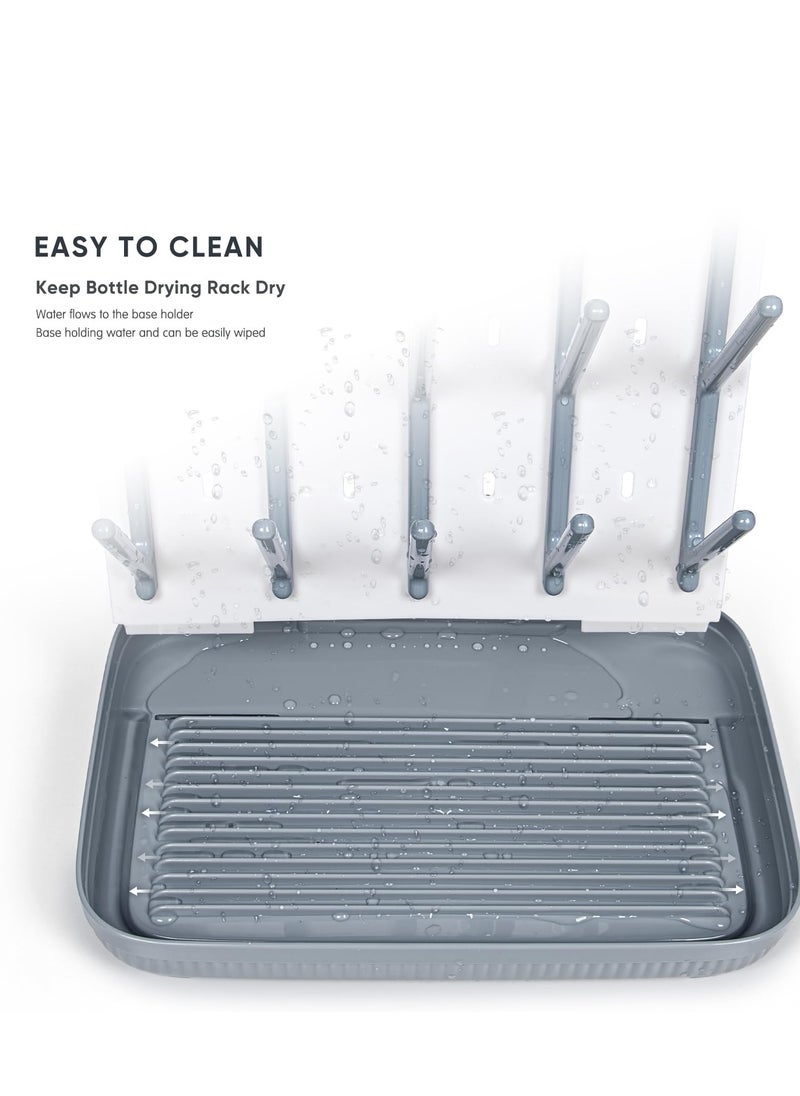 spa luxetique Baby Bottle Drying Rack: Large Vertical Bottle Dryer Rack Holder - Space Saving Standing Drying Rack for Baby Bottles and Pump Part Cleaning (Gray)  - Image 3