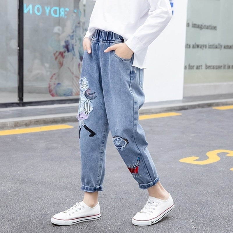 Girls Jeans Children'S Pants Medium And Large Children'S Trousers And Delivery - Image 5