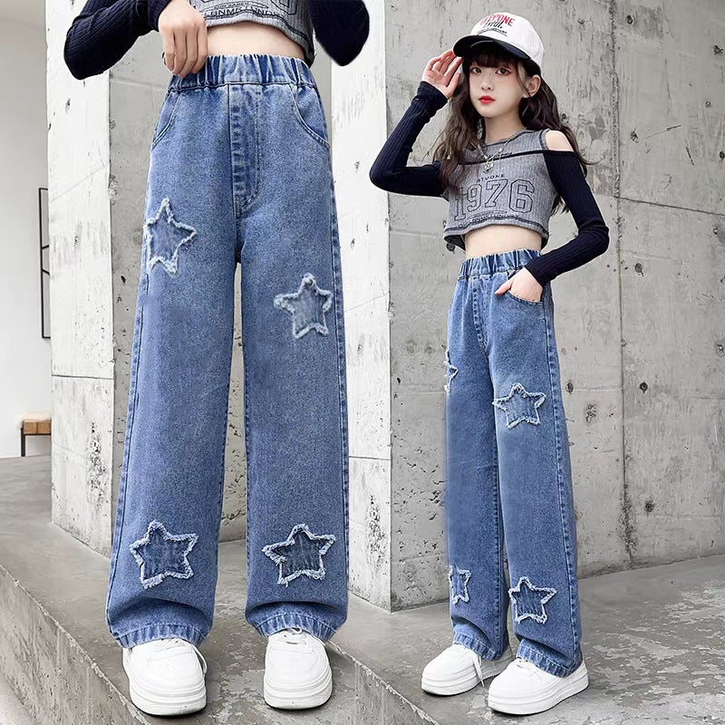 Girls Jeans Children'S Pants Medium And Large Children'S Trousers And Delivery - Image 1