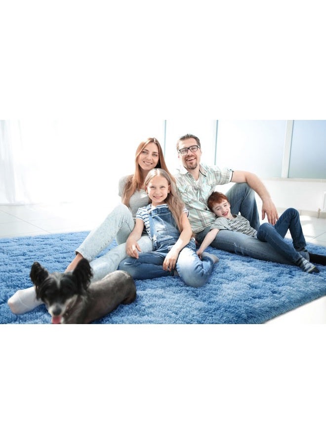 LOCHAS Ultra Soft Indoor Modern Area Rugs Fluffy Living Room Carpets for Children Bedroom Home Decor Nursery Rug 5.3x7.5 Feet, Cobalt Blue - Image 2