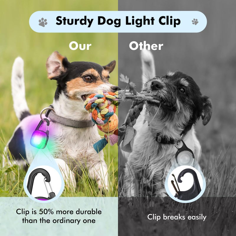 POEEY Dog Lights for Night Walking,2 Pack LED Rechargeable Safety Dog Collar Light Clip On with 4 Modes,IP68 Waterproof for Night Walking,Camping,Running, Hiking, Cycling - Image 2