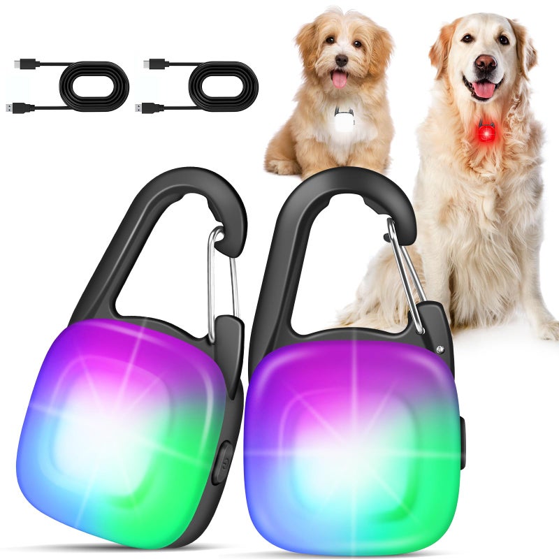 POEEY Dog Lights for Night Walking,2 Pack LED Rechargeable Safety Dog Collar Light Clip On with 4 Modes,IP68 Waterproof for Night Walking,Camping,Running, Hiking, Cycling - Image 1