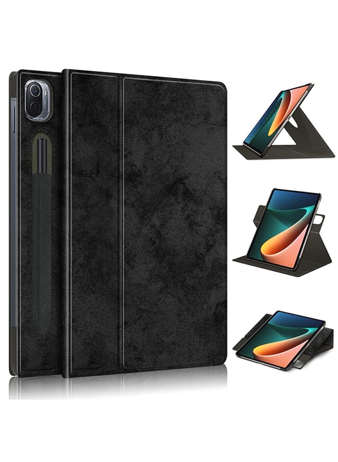 KASTWAVE Case For Xiaomi Mi Pad 5 Case For Mi Pad 5 Pro Case Elastic Strap Pen Holder Stand Auto Sleep And Wake Up Function Cover，Pu Leather Tablet Cases For Xiaomi Mi Pad 5 Pro Case Black - Image 1