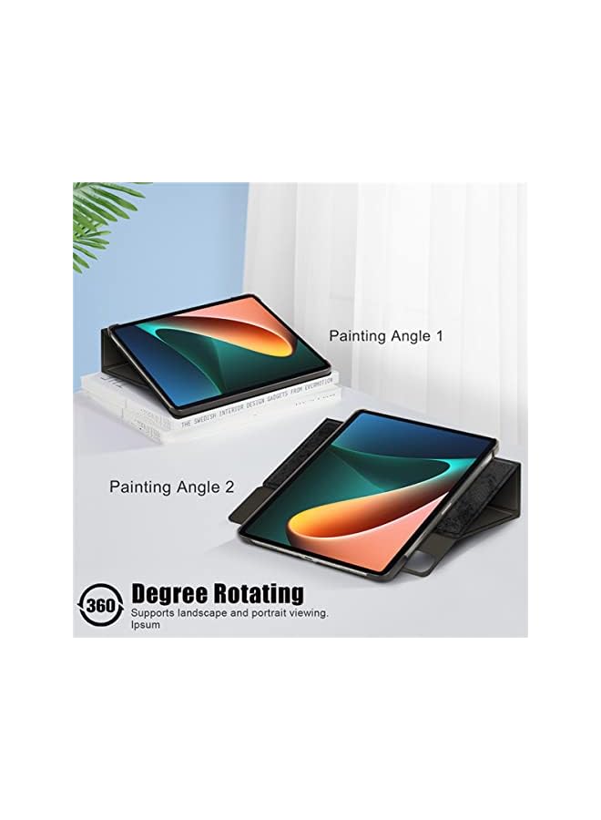 KASTWAVE Case For Xiaomi Mi Pad 5 Case For Mi Pad 5 Pro Case Elastic Strap Pen Holder Stand Auto Sleep And Wake Up Function Cover，Pu Leather Tablet Cases For Xiaomi Mi Pad 5 Pro Case Black - Image 5