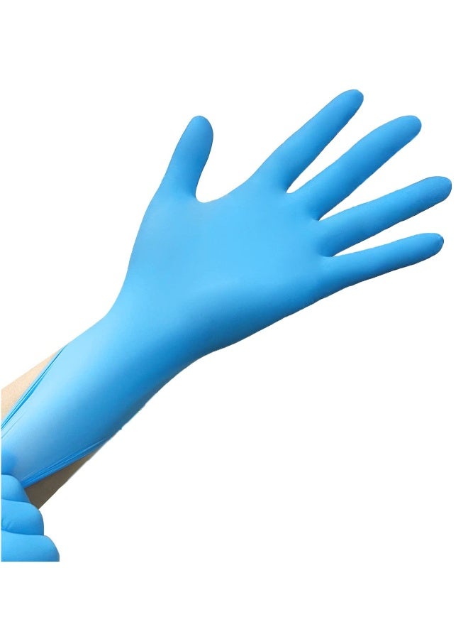 Disposable Nitrile Gloves, Latex-Free, Fully Textured, Extra Thick & Strong, Food Safe for Cooking, Tattooing, Painting, Automotive & Mechanics, Large Size (Blue) - Image 1