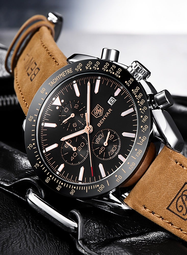 BENYAR BY BENYAR Watch for Men Analog Quartz Chronograph Waterproof Luminous Designer Mens Wrist Watches Business Work Sport Casual Dress Watch with Silicone Strap Elegant Gifts for Men - Image 4
