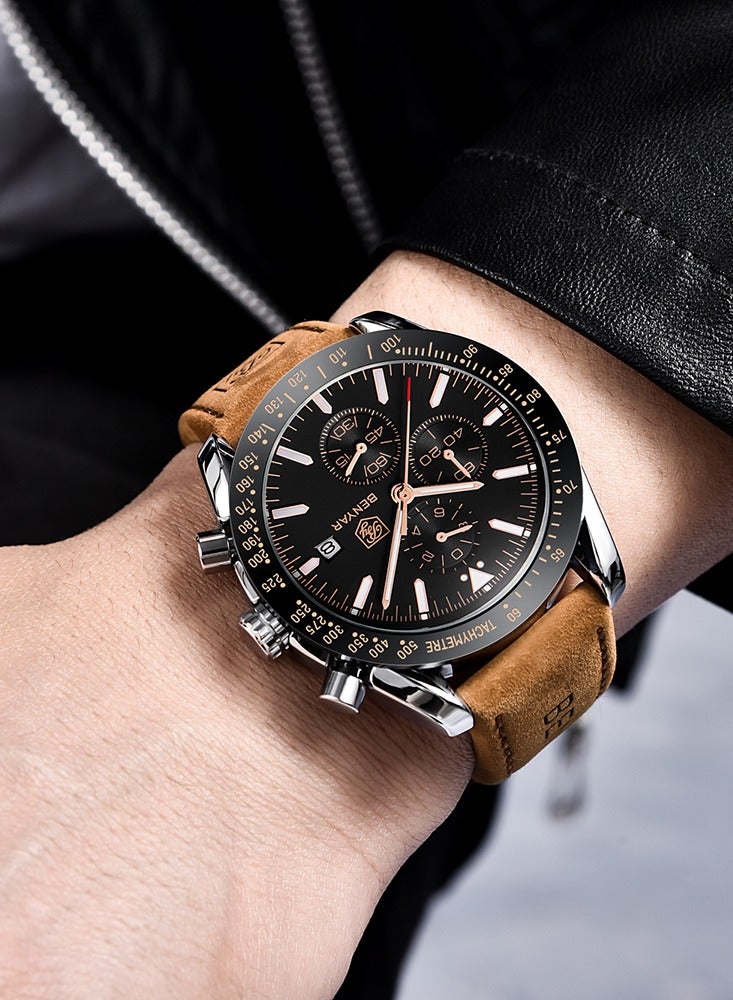 BENYAR BY BENYAR Watch for Men Analog Quartz Chronograph Waterproof Luminous Designer Mens Wrist Watches Business Work Sport Casual Dress Watch with Silicone Strap Elegant Gifts for Men - Image 3
