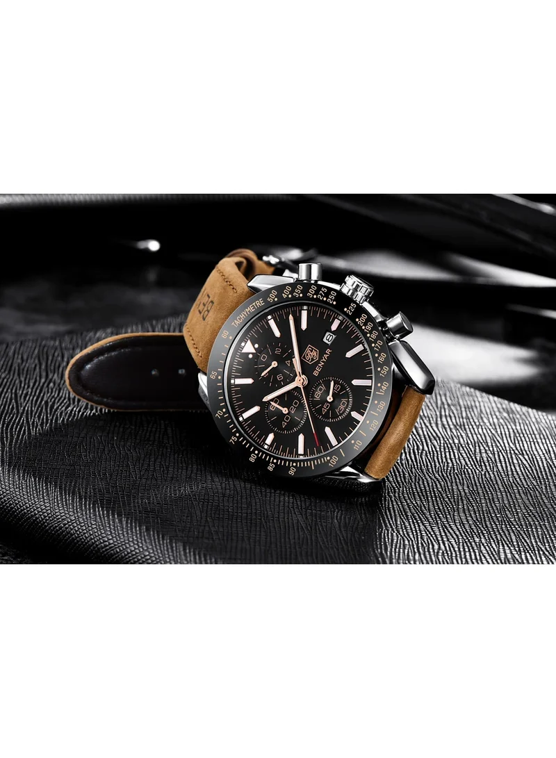 Benyar  BY BENYAR Watch for Men Analog Quartz Chronograph Waterproof Luminous Designer Mens Wrist Watches Business Work Sport Casual Dress Watch with Silicone Strap Elegant Gifts for Men for Men | Best Price UAE