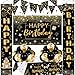 Nigifter Black and Gold Birthday Decorations for Men Women 37pcs Black and Gold Party Decorations with Backdrop Tablecloth Confetti Balloons Banner Balloon Arch Kit for Birthday Party - Image 2