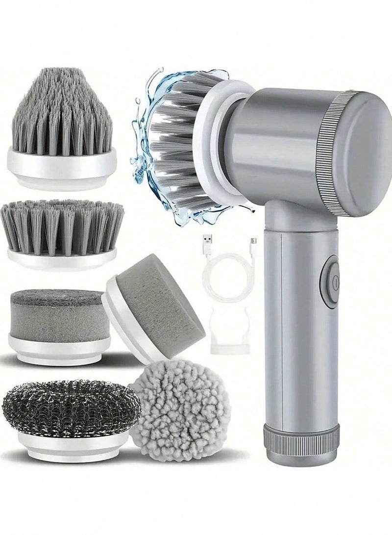 Wireless Electric Spin Scrubber – Handheld Multi-Surface Cleaning Brush with 6 Replaceable Heads for Bathroom, Kitchen, Tiles, Windows, Floors & Car – USB Rechargeable, Durable Battery, Powerful Rotation – Ideal Gift for Christmas, Halloween, Valentine's Day & More - Image 1