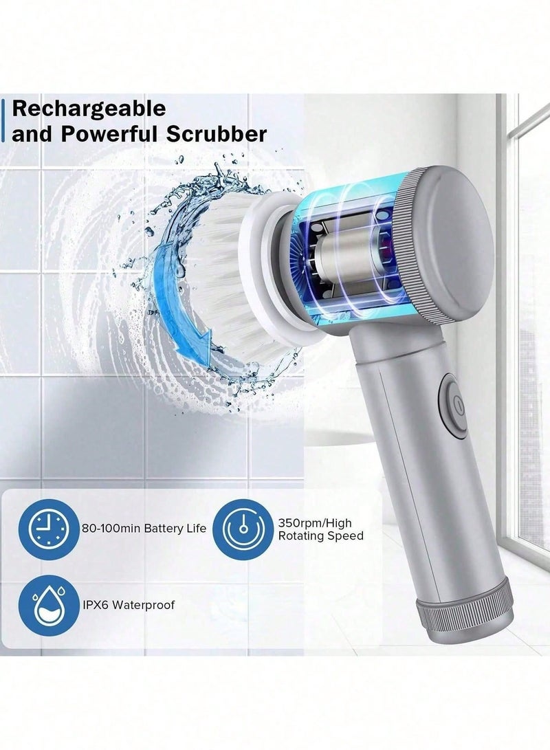 Wireless Electric Spin Scrubber – Handheld Multi-Surface Cleaning Brush with 6 Replaceable Heads for Bathroom, Kitchen, Tiles, Windows, Floors & Car – USB Rechargeable, Durable Battery, Powerful Rotation – Ideal Gift for Christmas, Halloween, Valentine's Day & More - Image 2