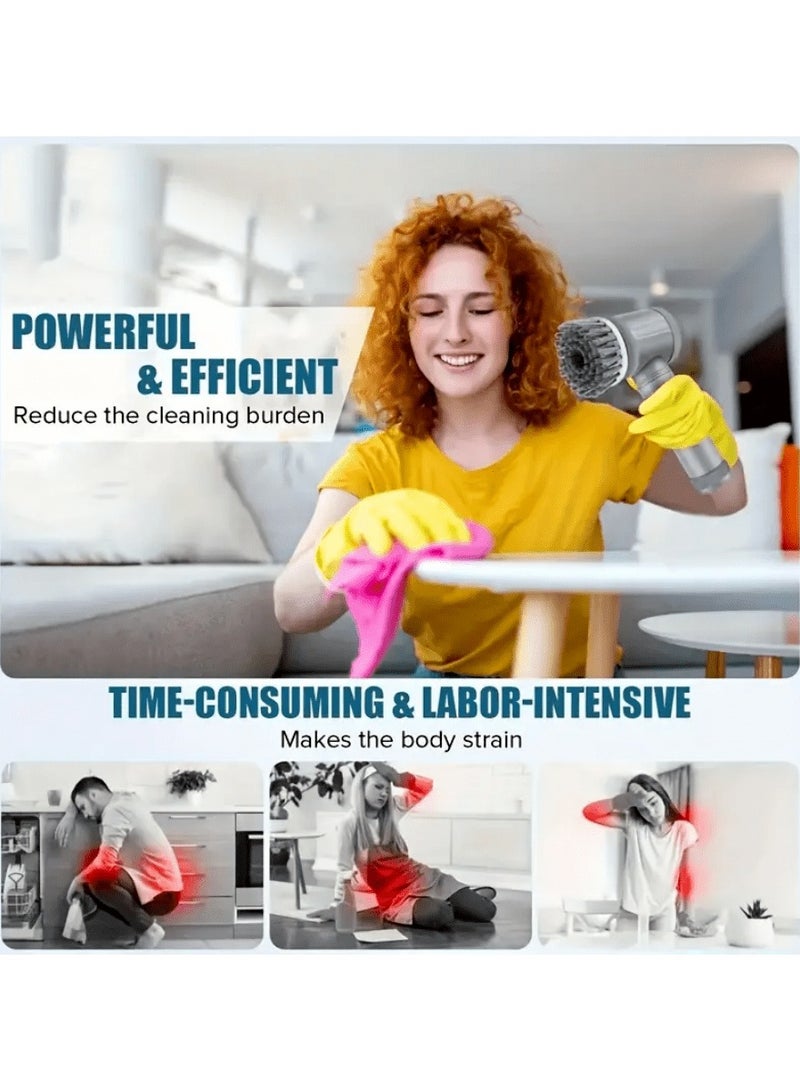 Wireless Electric Spin Scrubber – Handheld Multi-Surface Cleaning Brush with 6 Replaceable Heads for Bathroom, Kitchen, Tiles, Windows, Floors & Car – USB Rechargeable, Durable Battery, Powerful Rotation – Ideal Gift for Christmas, Halloween, Valentine's Day & More - Image 4