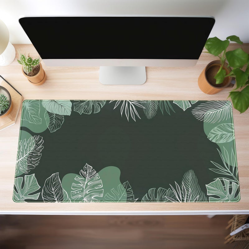 DSKGSJH Green Plants Desk Mat Tropical Leaves Mouse Pad Cute, Large Extendded Gaming Deskmat, XXL Laptop Keyboard Mouse Mat Desktop Matt Women Office Desk Accessories Mousepad Desk Cover Mat, 31.5"x15.75" - Image 3