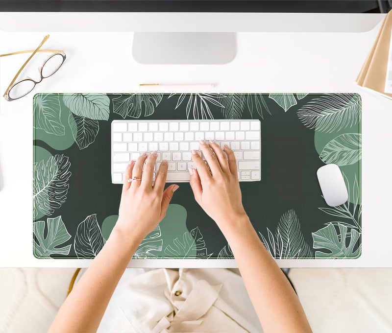 DSKGSJH Green Plants Desk Mat Tropical Leaves Mouse Pad Cute, Large Extendded Gaming Deskmat, XXL Laptop Keyboard Mouse Mat Desktop Matt Women Office Desk Accessories Mousepad Desk Cover Mat, 31.5"x15.75" - Image 4