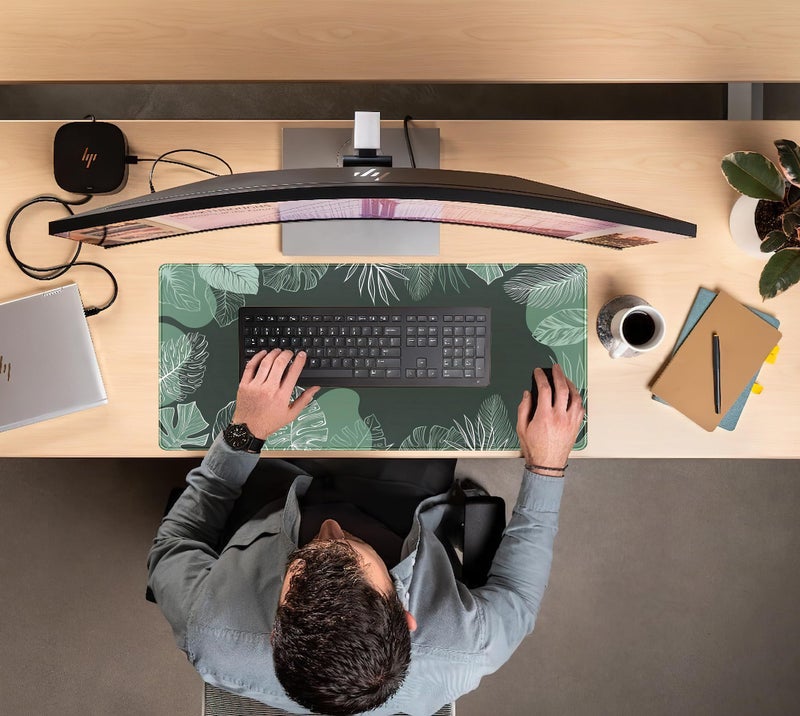 DSKGSJH Green Plants Desk Mat Tropical Leaves Mouse Pad Cute, Large Extendded Gaming Deskmat, XXL Laptop Keyboard Mouse Mat Desktop Matt Women Office Desk Accessories Mousepad Desk Cover Mat, 31.5"x15.75" - Image 5