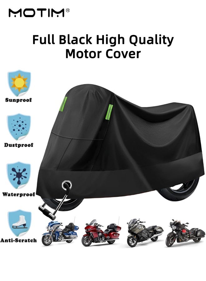 Motim Motorcycle Cover XXL, Waterproof Durable Tear Resistant Motorbike Scooter Mopeds Cover All Season Protection from Snow Dust UV with Large Locking Hole Storage Bag for Honda, Yamaha, Suzuki, Harley - Image 3