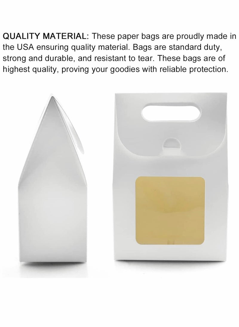 Excefore Bakery Bags, Kraft Paper Bags Cookie Coffee Bags Gift Wrappers Holiday Party for Bakery Cookies Candies Dessert Chocolate Sandwich Lunch Bags with Window, 25 Pcs - Image 3