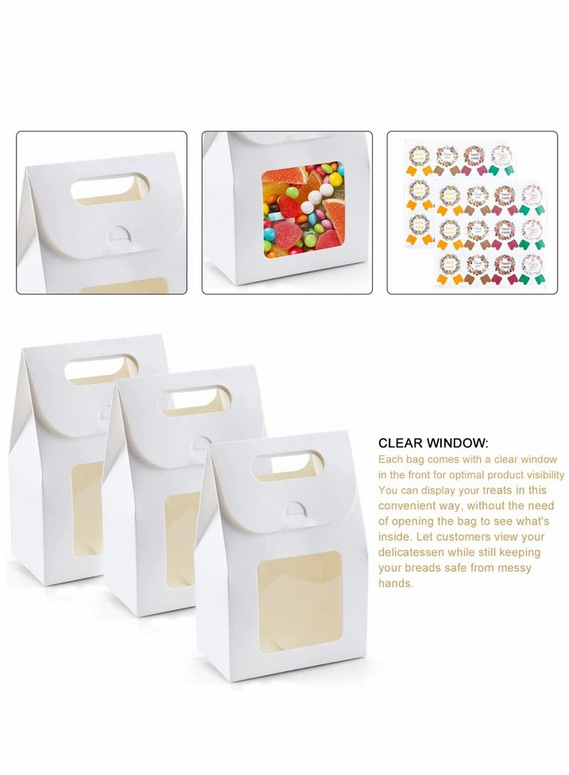 Excefore Bakery Bags, Kraft Paper Bags Cookie Coffee Bags Gift Wrappers Holiday Party for Bakery Cookies Candies Dessert Chocolate Sandwich Lunch Bags with Window, 25 Pcs - Image 4