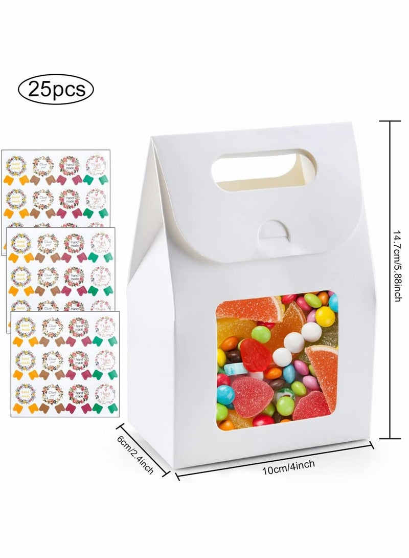 Excefore Bakery Bags, Kraft Paper Bags Cookie Coffee Bags Gift Wrappers Holiday Party for Bakery Cookies Candies Dessert Chocolate Sandwich Lunch Bags with Window, 25 Pcs - Image 2