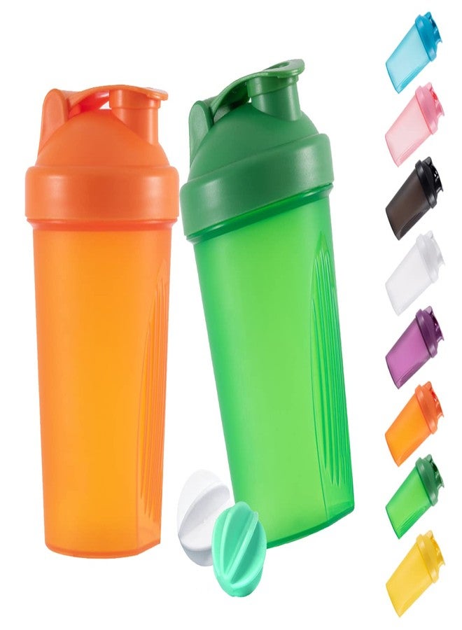 GAISHION Shaker Bottle Protein Shakes and 16-Ounce/400ML Shakers Bottles with Whisk Balls,Non-BPA plastic (Orange+Green(2PCS)) - Image 1