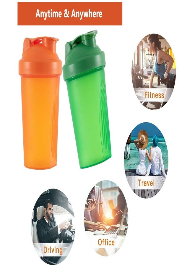 GAISHION Shaker Bottle Protein Shakes and 16-Ounce/400ML Shakers Bottles with Whisk Balls,Non-BPA plastic (Orange+Green(2PCS)) - Image 4