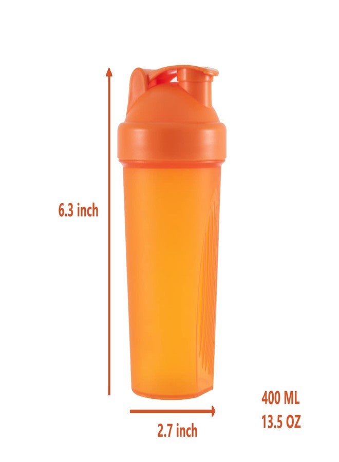 GAISHION Shaker Bottle Protein Shakes and 16-Ounce/400ML Shakers Bottles with Whisk Balls,Non-BPA plastic (Orange+Green(2PCS)) - Image 2