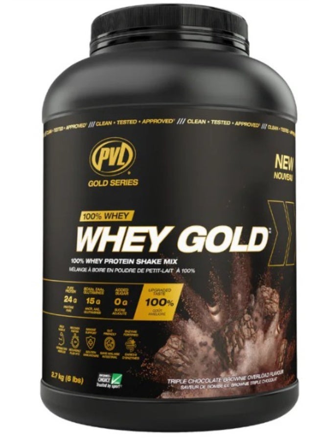 PVL Gold Series Whey Gold Protein Powder Triple Chocolate Brownie Overloaded (5 Lbs) 2.7 kg - Image 1