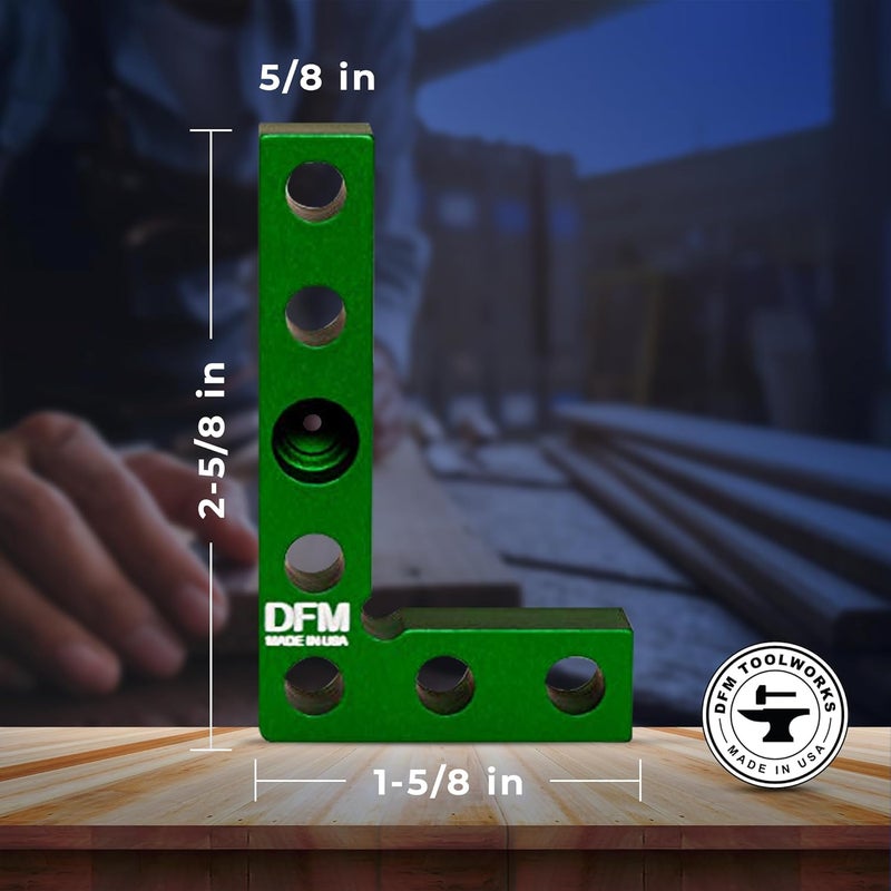 DFM Tool Works Small Square and Center Finder - Made in USA Versatile Woodworking Tool with 11/32" Center Marking Hole for Larger Pencils, Carpenter Tool for Accurate Line Transfers (Green) - Image 2