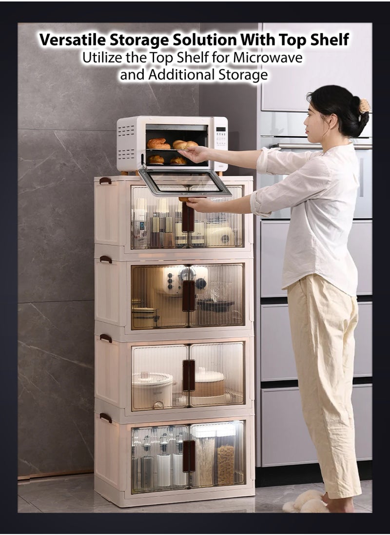 Toshonics - 4-Tier Foldable Plastic Storage Cabinet: Versatile, Spacious, Stackable Organizer for Home & Office Storage Solutions - Image 1