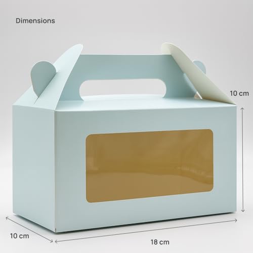 Mudrit 20-Pack Blue Party Favor Treat Boxes, Gable Gift boxes with Handles for snacks, cookies, goodies, muffins, 2 jars, candies - Image 3