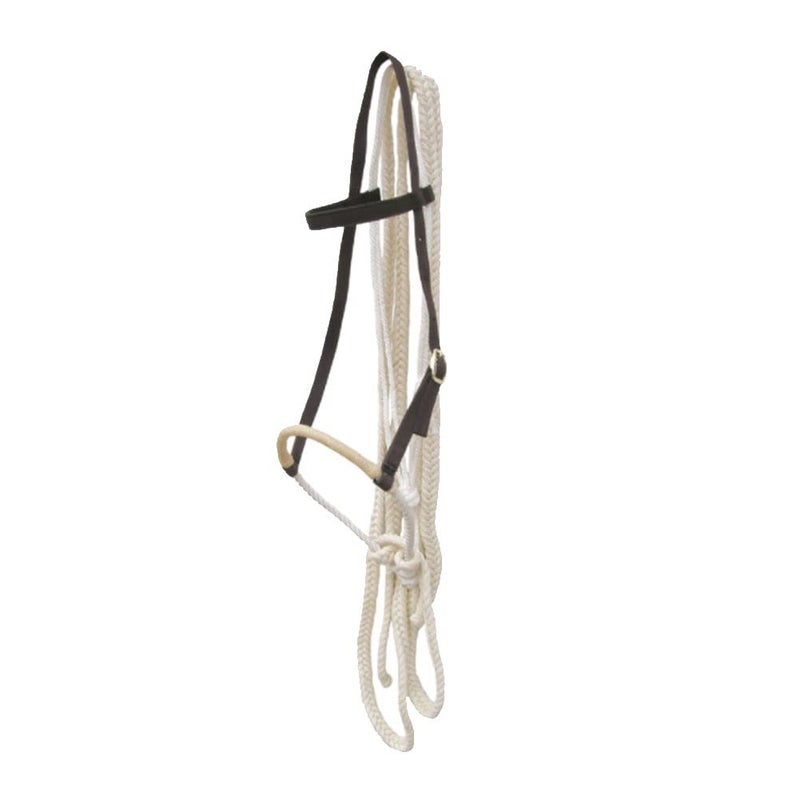 Mustang Breaking Hackamore Bridle for Horse | Durable Horse Bitless Bridle with 7/16" Rope Noseband, 3/4" Headstall & Flat Braided Reins - Image 2