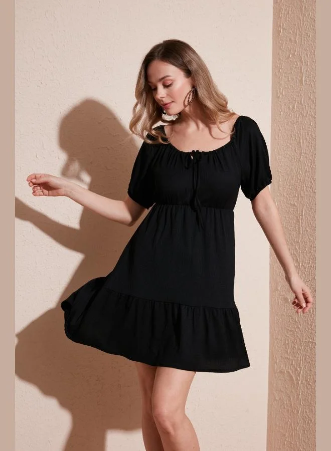 Lela Lela Front Gathered Balloon Sleeve Mini Dress Women's Dress 5869005