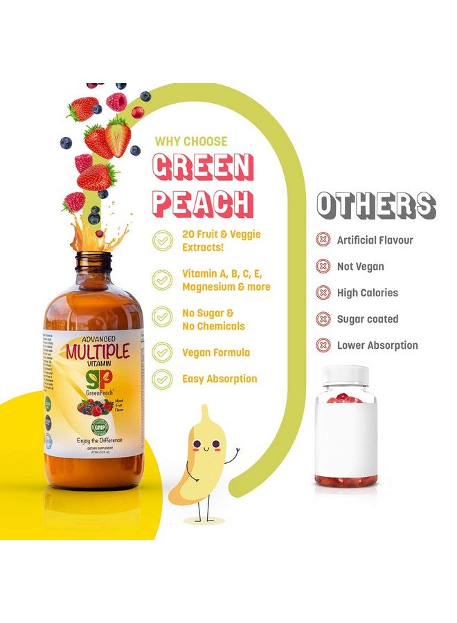 GreenPeach Multivitamin for Kids Vitamin supplements - 31 Vegan Minerals & Multi Vitamins for kids | 20 Fruit & Veggie Extracts, No Sugar, Chemicals, Gluten, Artificial Flavor | Daily Childrens Vitamins 16oz - Image 3