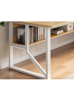 Alissa 120 cm Home Office Desk with Storage Shelves （wood color-120*60cm）  - Image 2