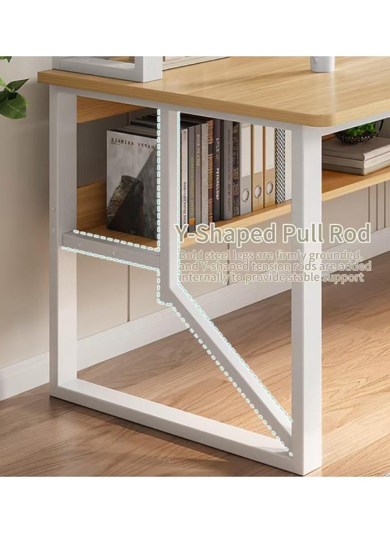 Alissa Modern Computer Desk with 3 Shelves – Space-Saving 120×60×147 cm Wood & Metal Table for Home Office, Study & Gaming - Image 2