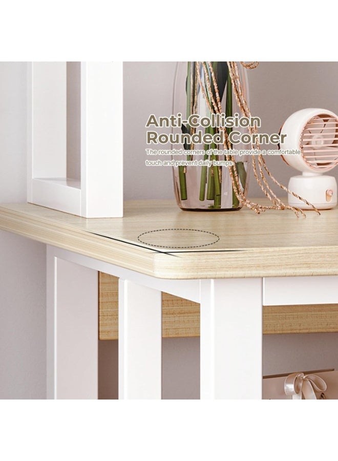 Alissa Modern Computer Desk with 3 Shelves – Space-Saving 120×60×147 cm Wood & Metal Table for Home Office, Study & Gaming - Image 4