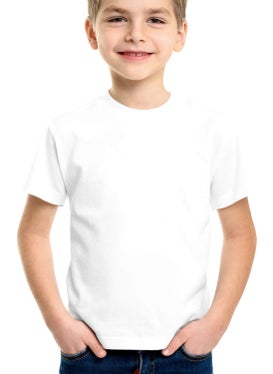 Rock&Roll Plain Unprinted Basic White Short Sleeve Unisex Children's T-Shirt  - Image 1