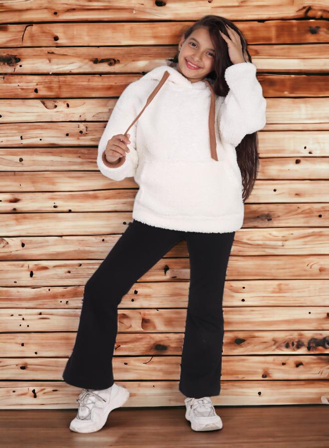 Girls' 12-Year-Old Winter Trends 2024 Faux Fur-Enhanced Sweatshirt, High-Quality Fabric, Ultra-Soft Materials, Printed in Attractive Colors