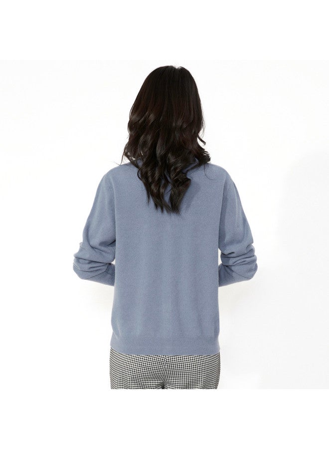 Hengyuanxiang Solid Color Rhinestone Pure Wool V-Neck Knitted Cardigan Warm Wool Cardigan Coat - Image 5