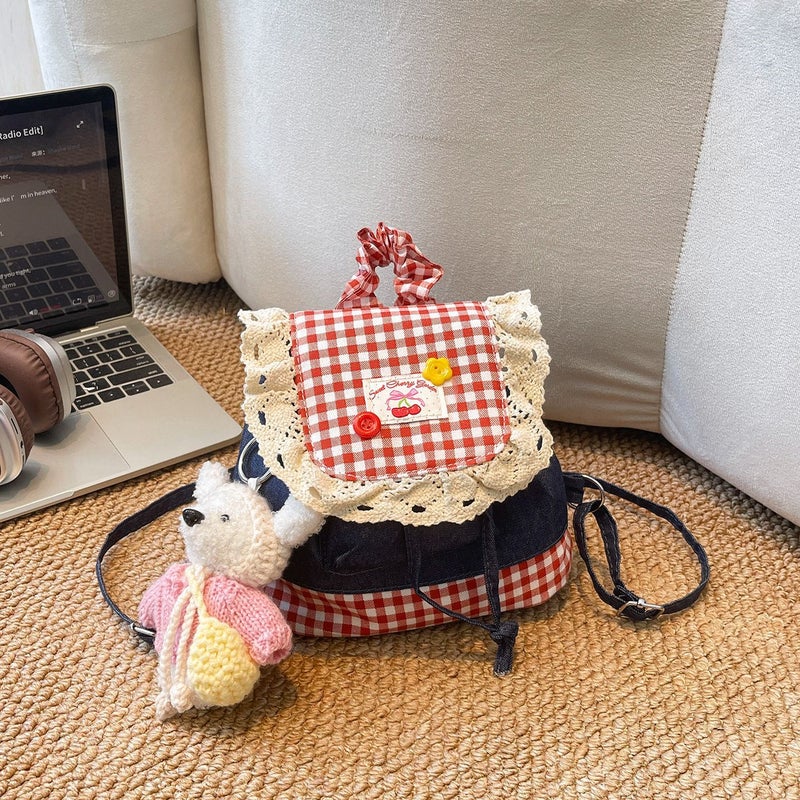 Fashionable Cute Checkered Mini Backpack for Women - Image 1