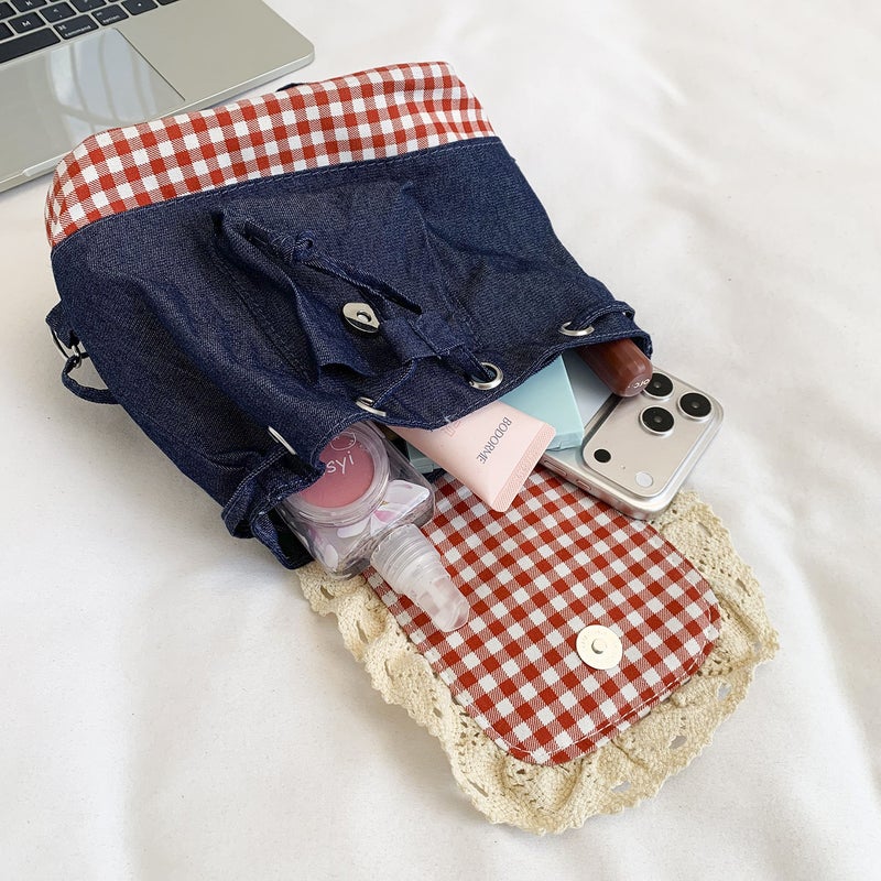 Fashionable Cute Checkered Mini Backpack for Women - Image 4