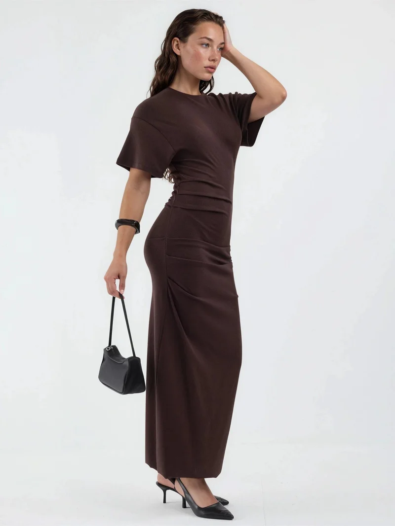 Busem BUSEM Solid Crew Neck Bodycon Midi Dress
