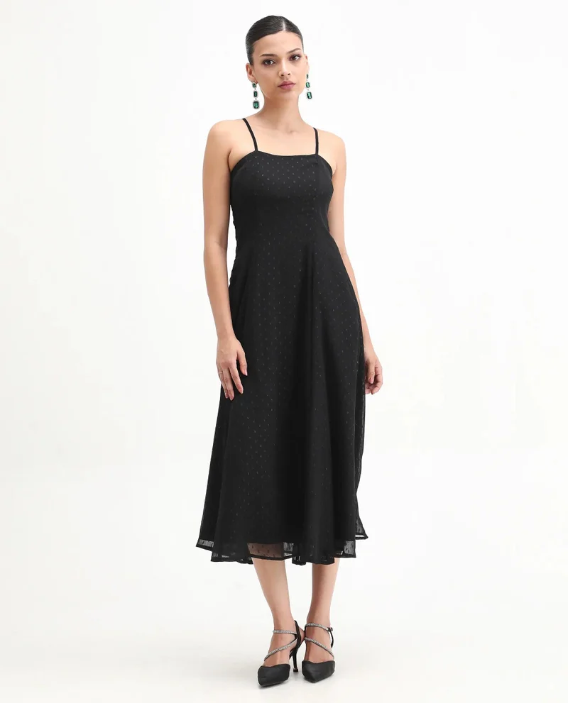 ريريزم Women's Solid Lurex Fit And Flare Tube Dress