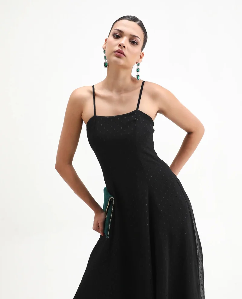 ريريزم Women's Solid Lurex Fit And Flare Tube Dress