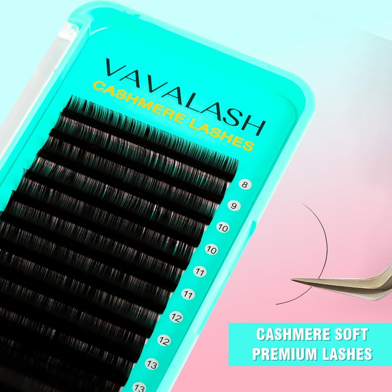 VAVALASH Cashmere Lashes - Premium Volume Eyelash Extensions 8-20MM Individual Silk Lashes, Soft Super Matte Black, Professional Extension Tray Supplies (0.05-CC-8-15MM) - Image 2